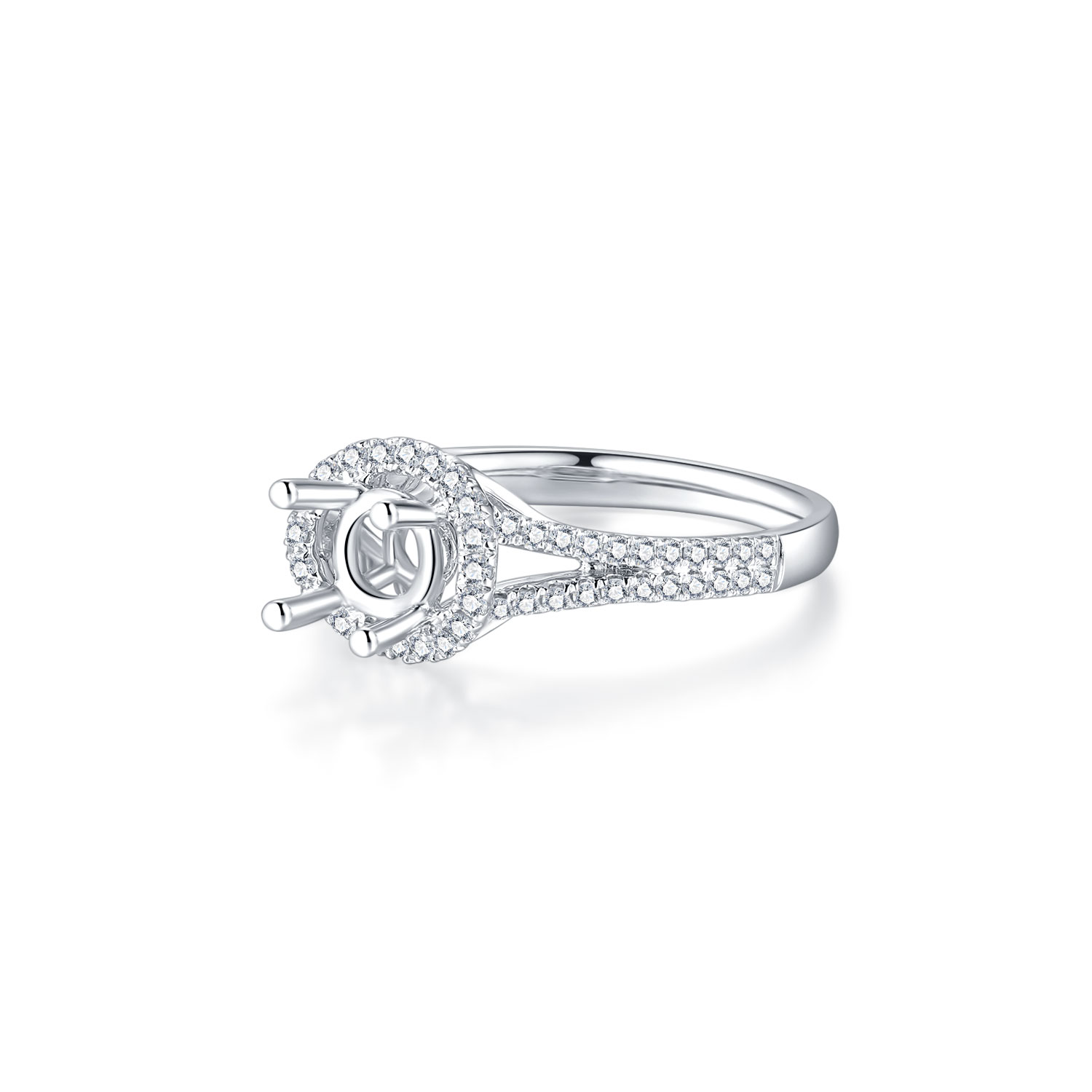 18K WHITE GOLD NATURAL DIAMOND SEMI MOUNTING RING