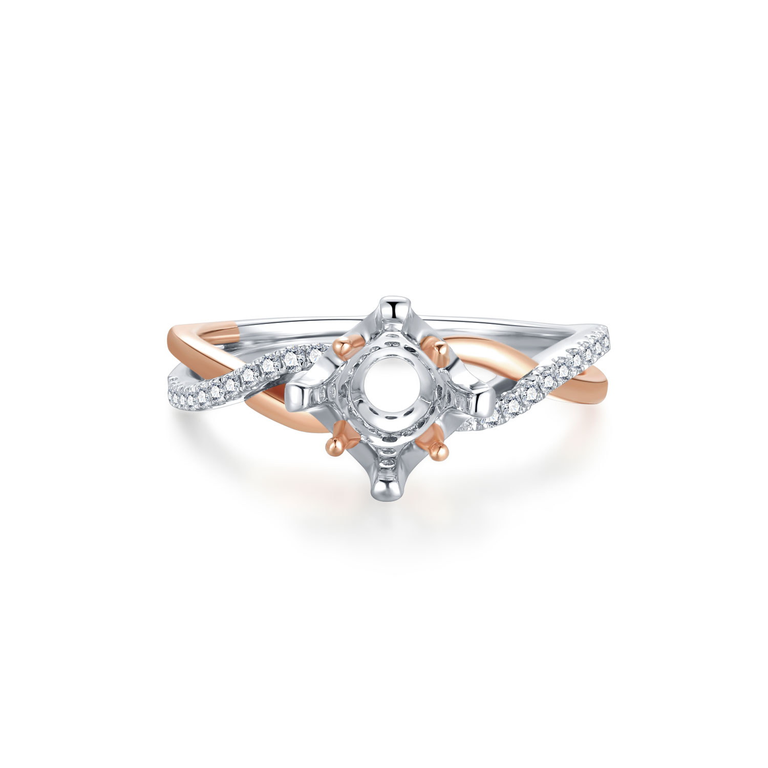 18K SOLID GOLD REAL NATURAL DIAMOND SEMI MOUNTING RING
