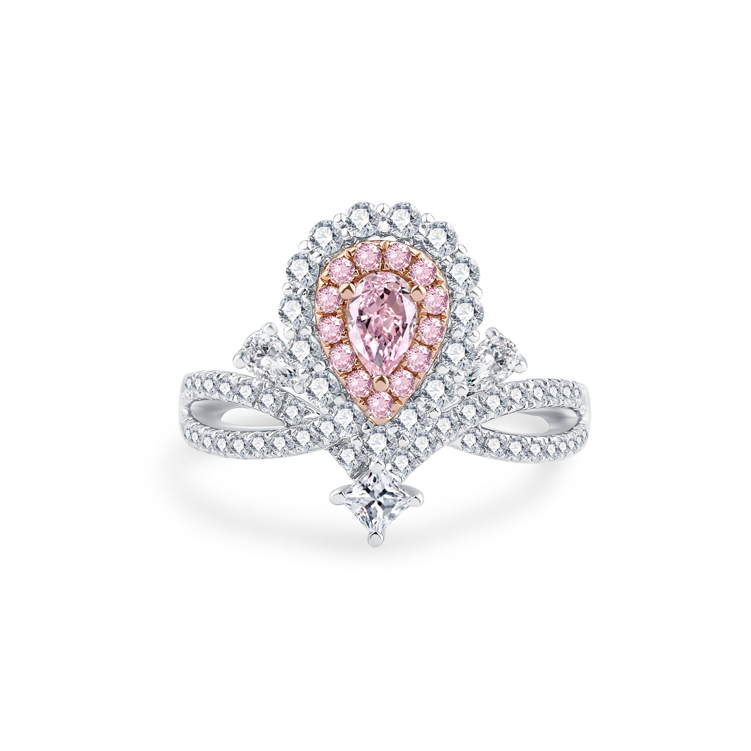 FANCY 18K WHITE AND ROSE GOLD PINK DIAMOND RING