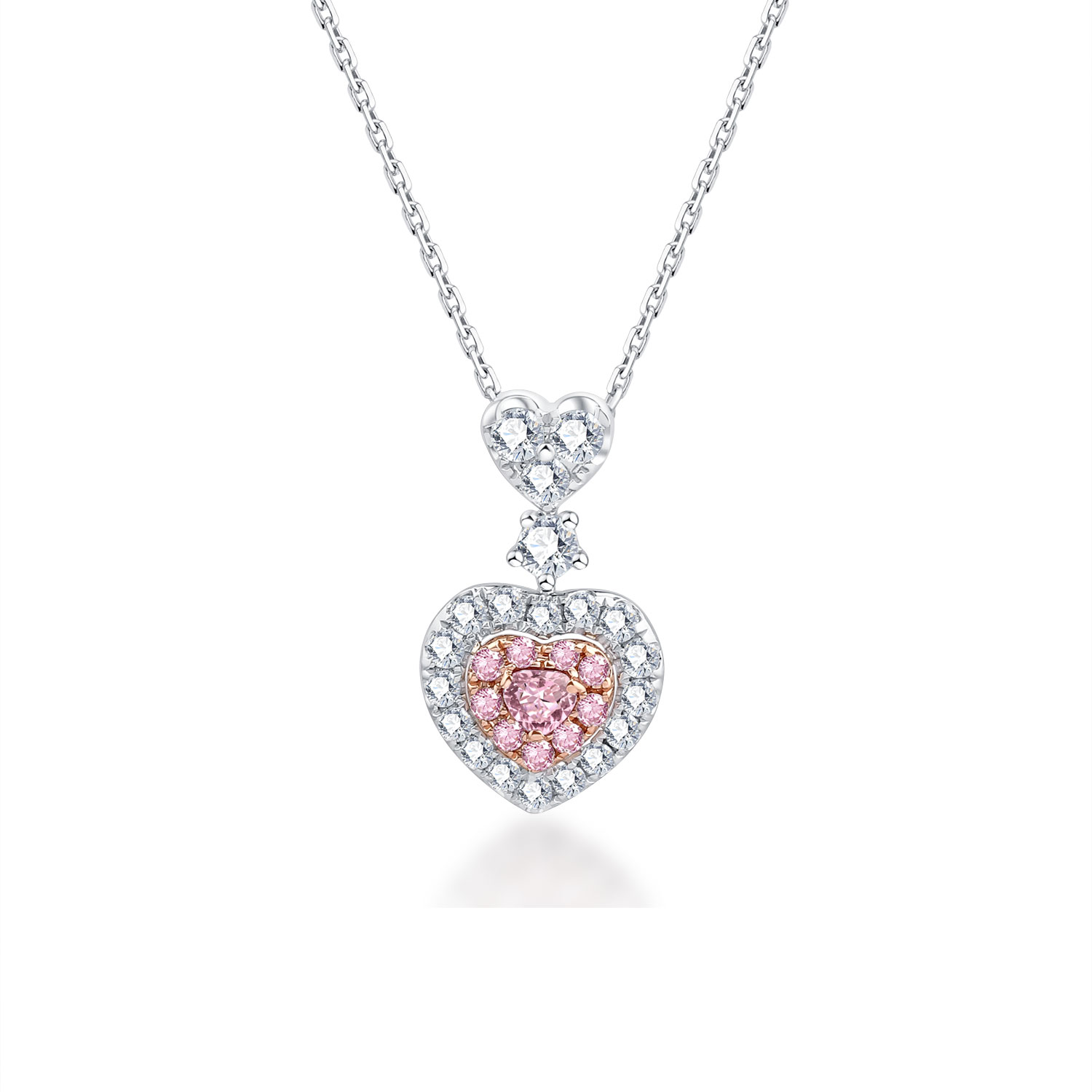 EXQUISITE 18K WHITE AND ROSE GOLD PINK DIAMOND NECKLACE