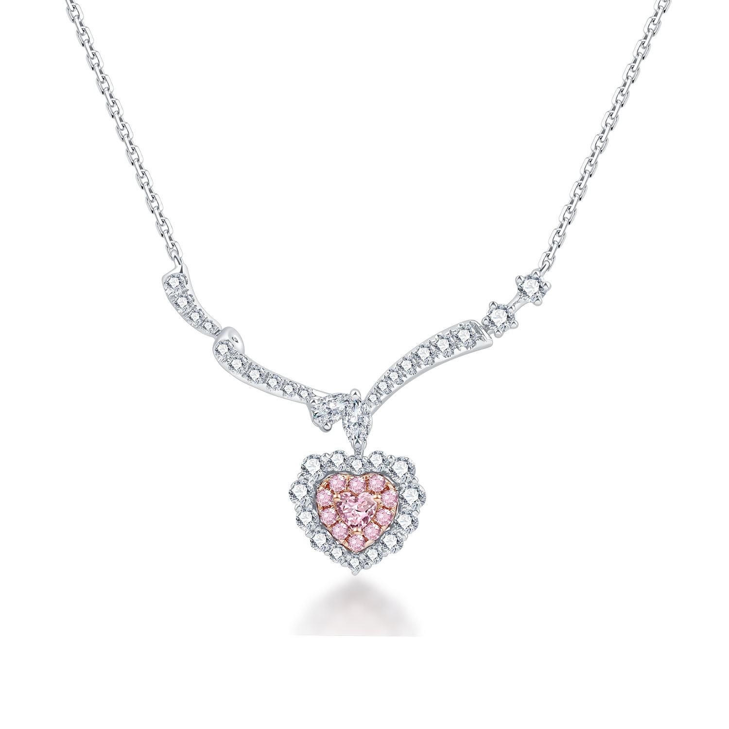 FANCY 18K WHITE AND ROSE GOLD PINK DIAMOND NECKLACE