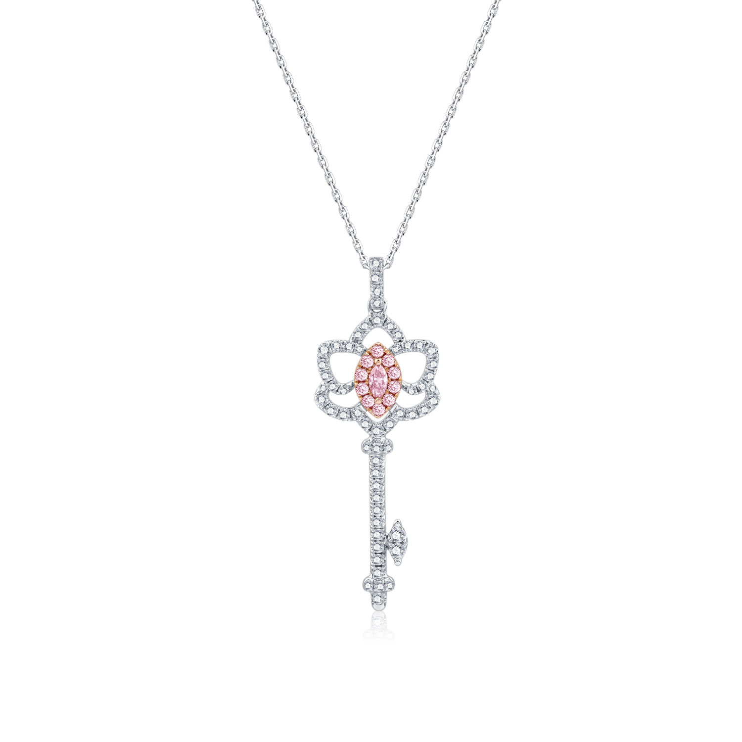 FANCY PINK DIAMOND KEY NECKLACE