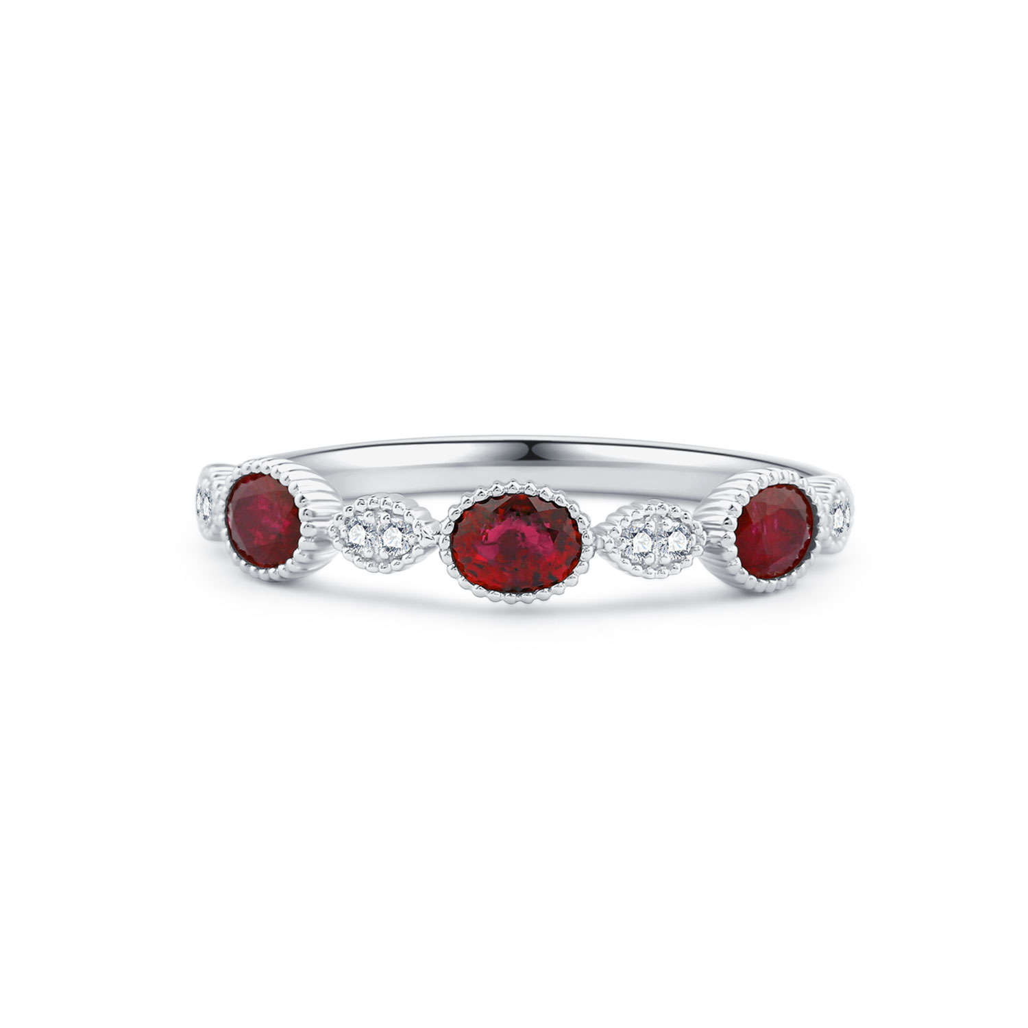 18K WHITE GOLD NATURAL DIAMOND RUBY RING