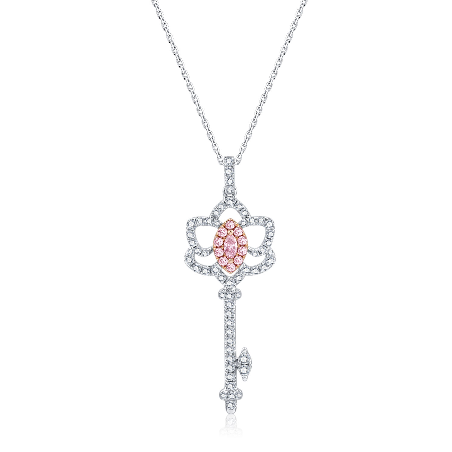 FANCY PINK DIAMOND KEY NECKLACE