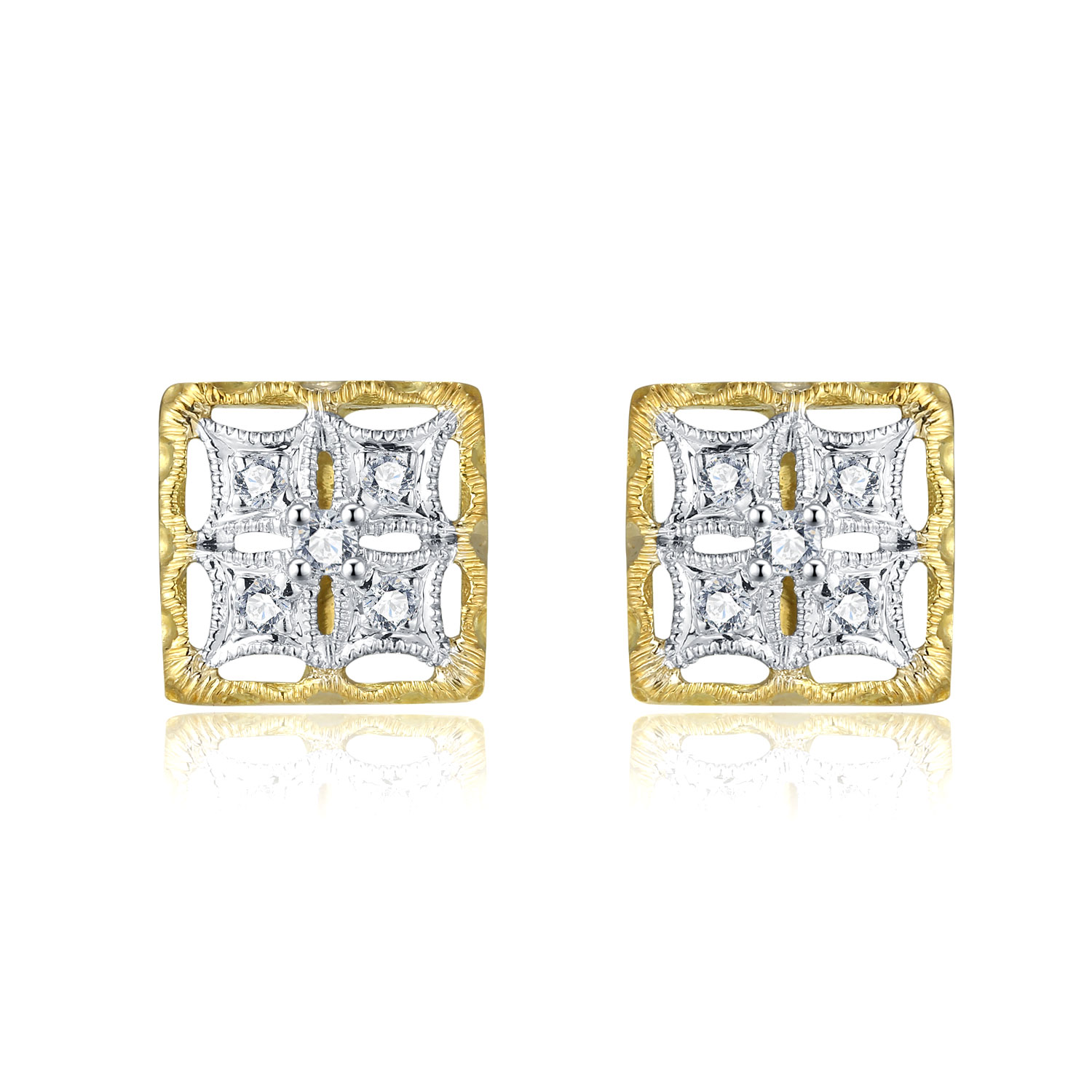 18K YELLOW AND WHITE GOLD EARRING