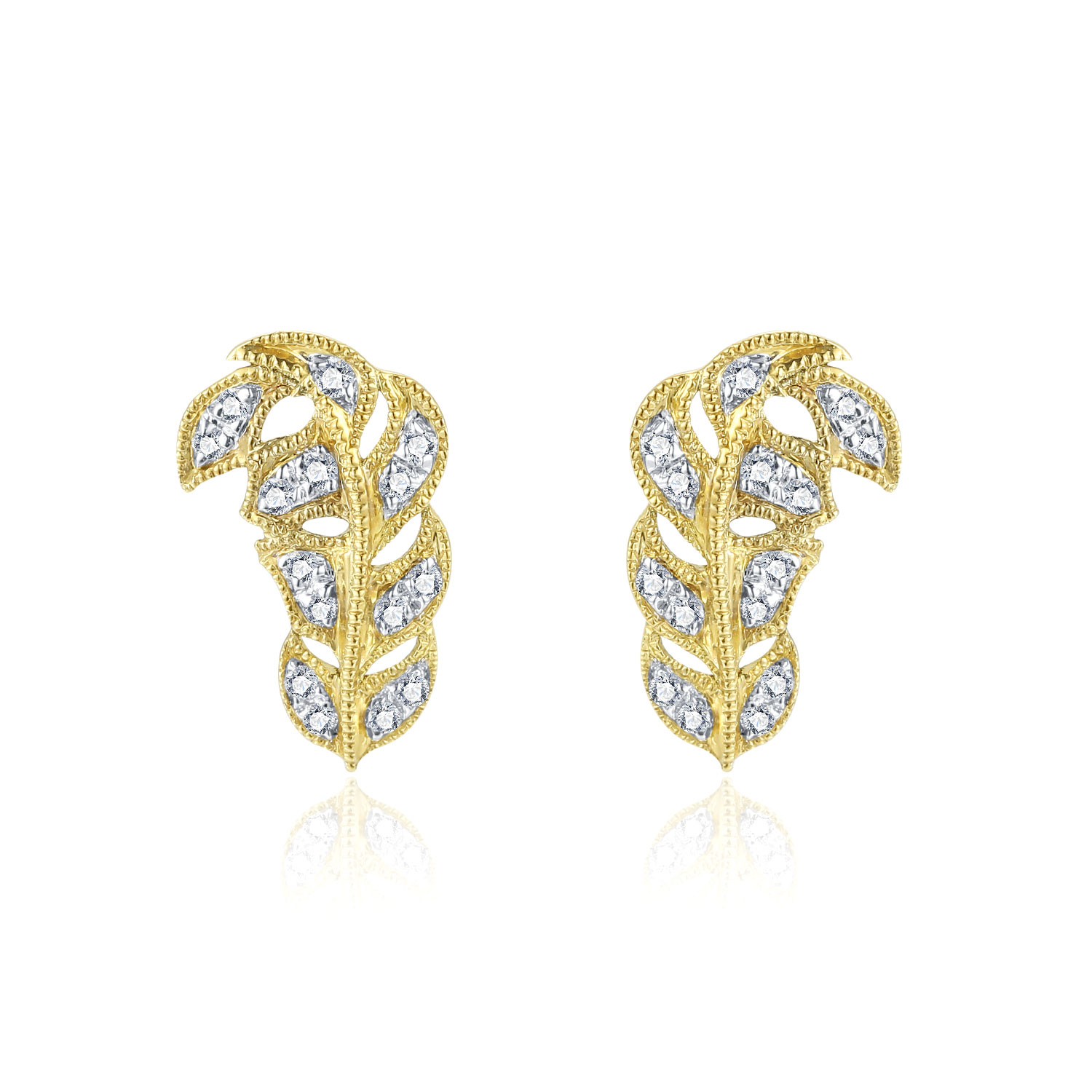 18K WHITE AND YELLOW GOLD DIAMOND EARRING