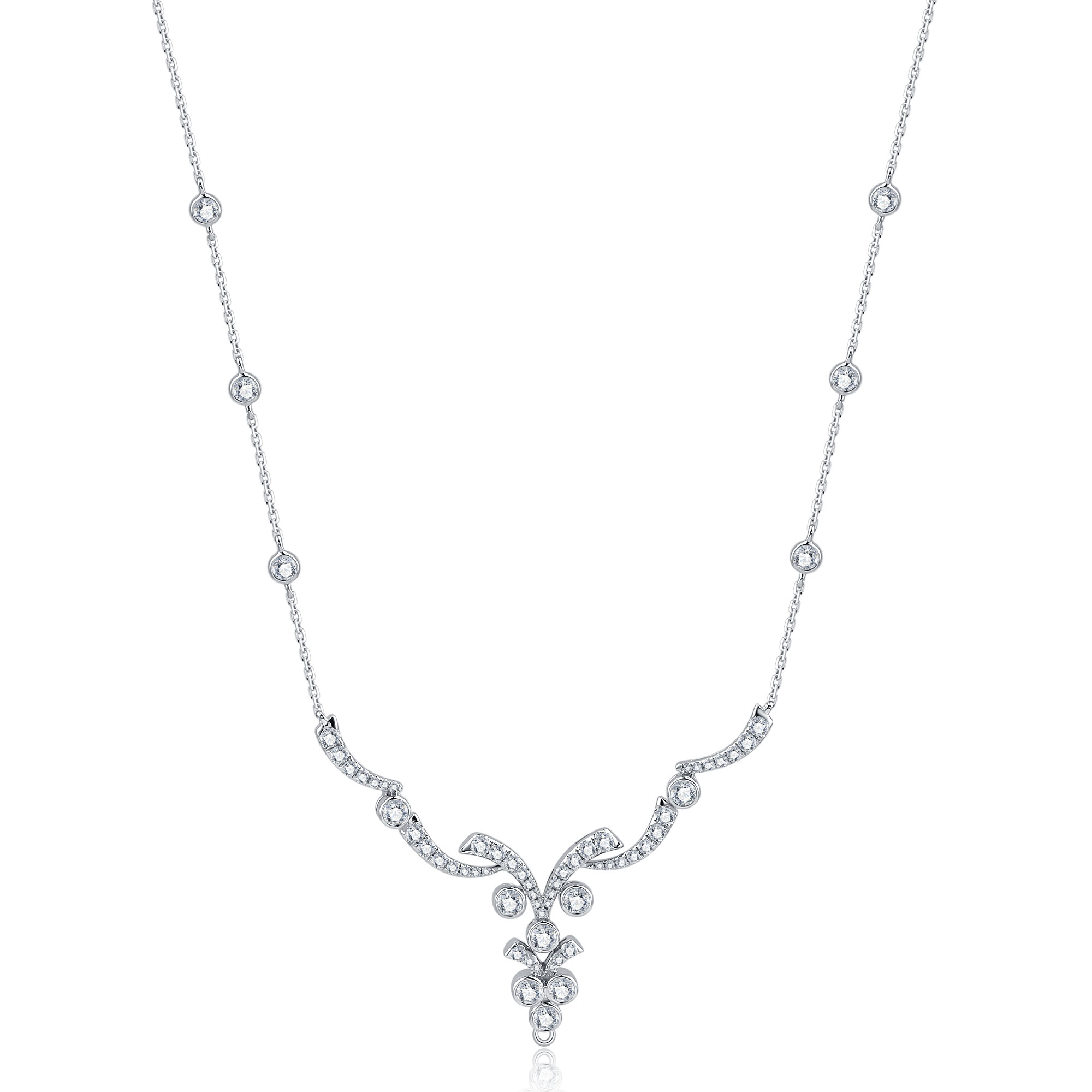 18K WHITE GOLD NATURAL DIAMOND NECKLACE