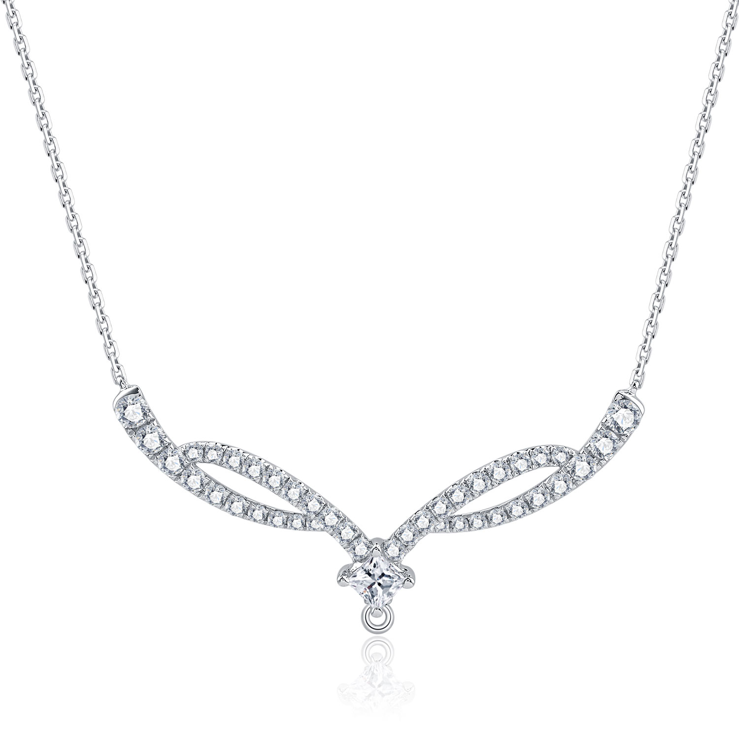 18K WHITE GOLD NATURAL DIAMOND NECKLACE