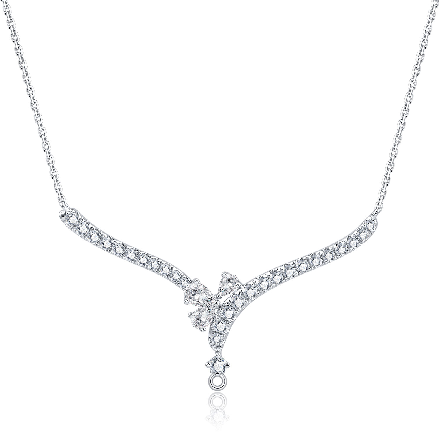 18K WHITE GOLD NATURAL DIAMOND NECKLACE