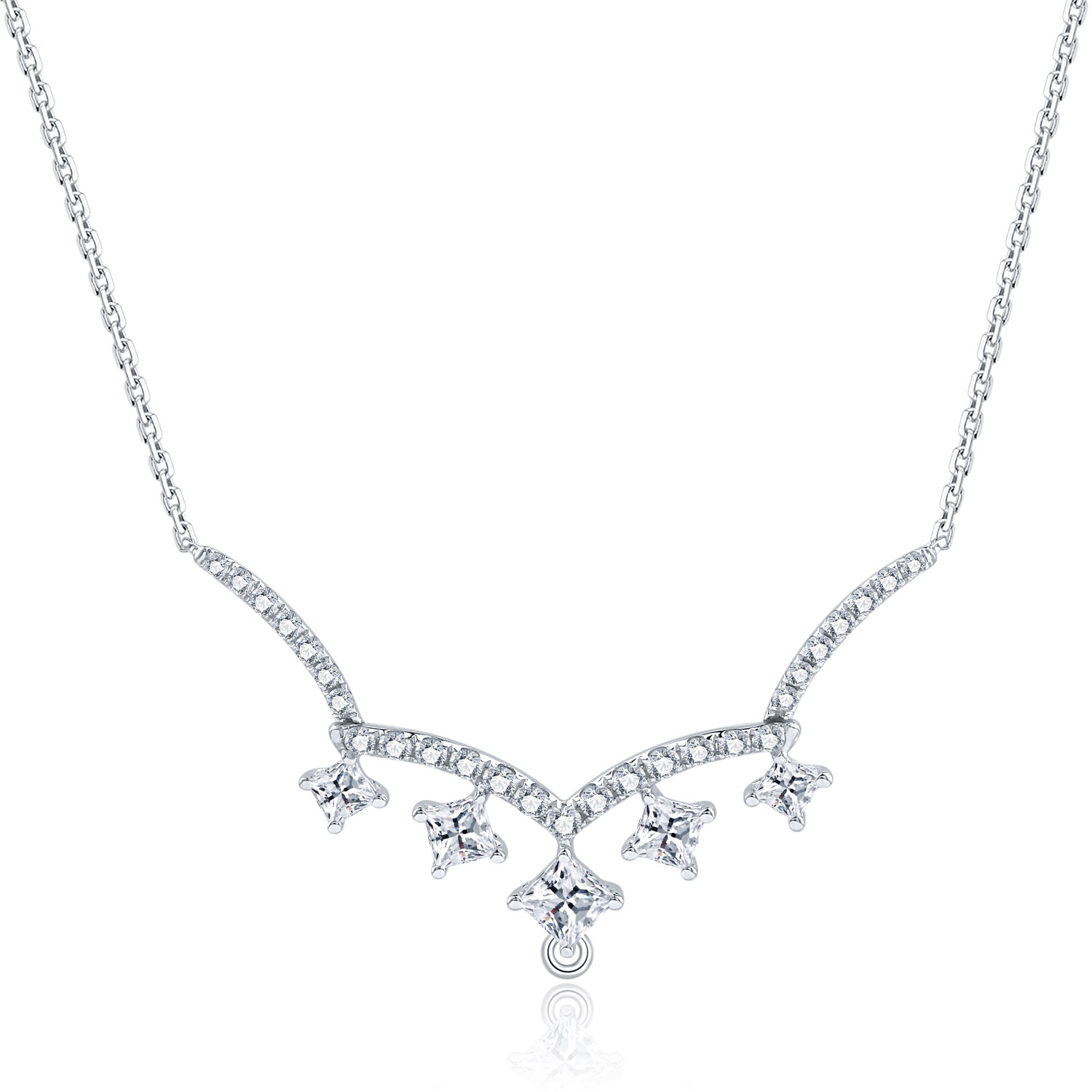 18K WHITE GOLD NATURAL DIAMOND NECKLACE