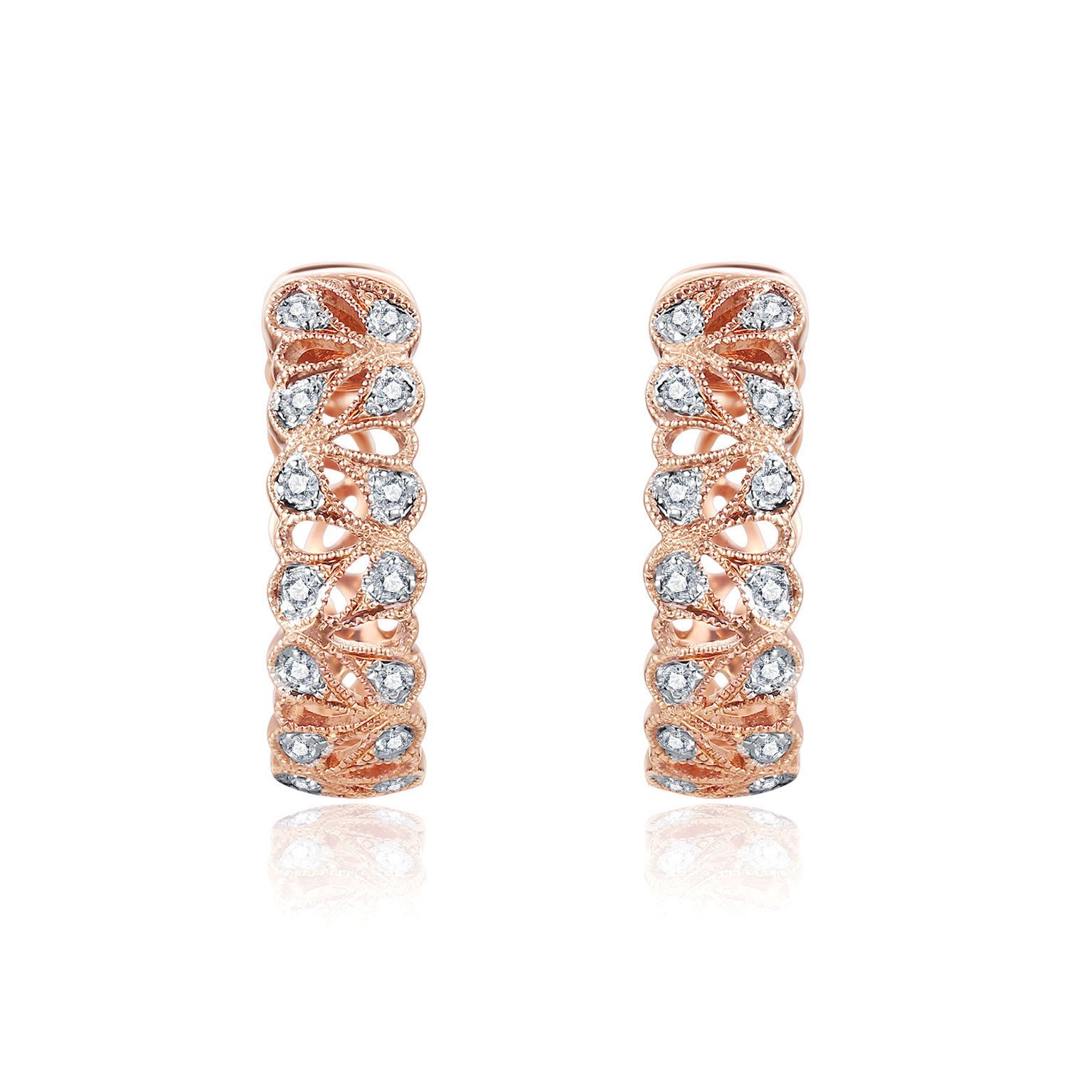 18K ROSE GOLD NATURAL DIAMOND HOOP EARRING