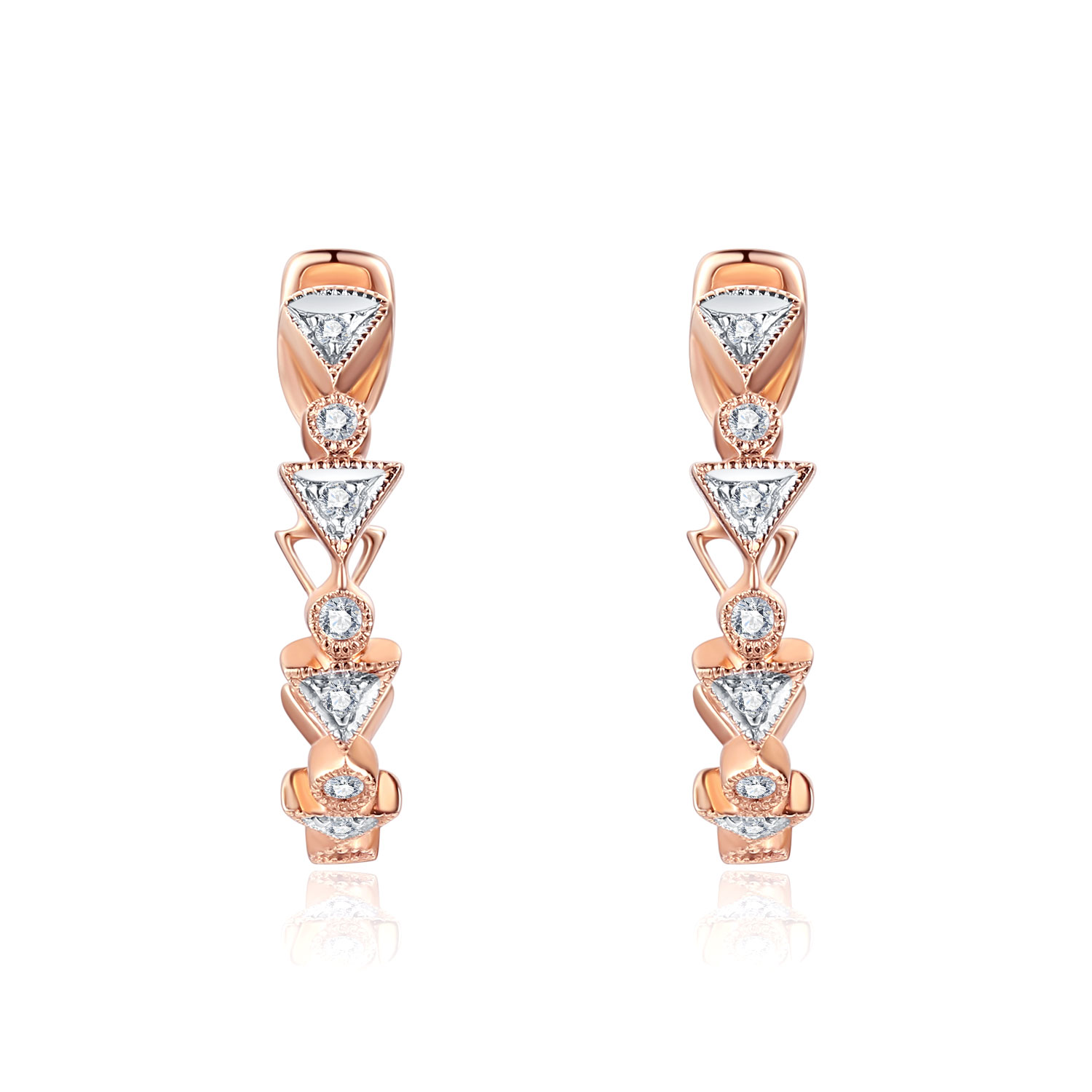 18K ROSE GOLD NATURAL DIAMOND HOOP EARRING