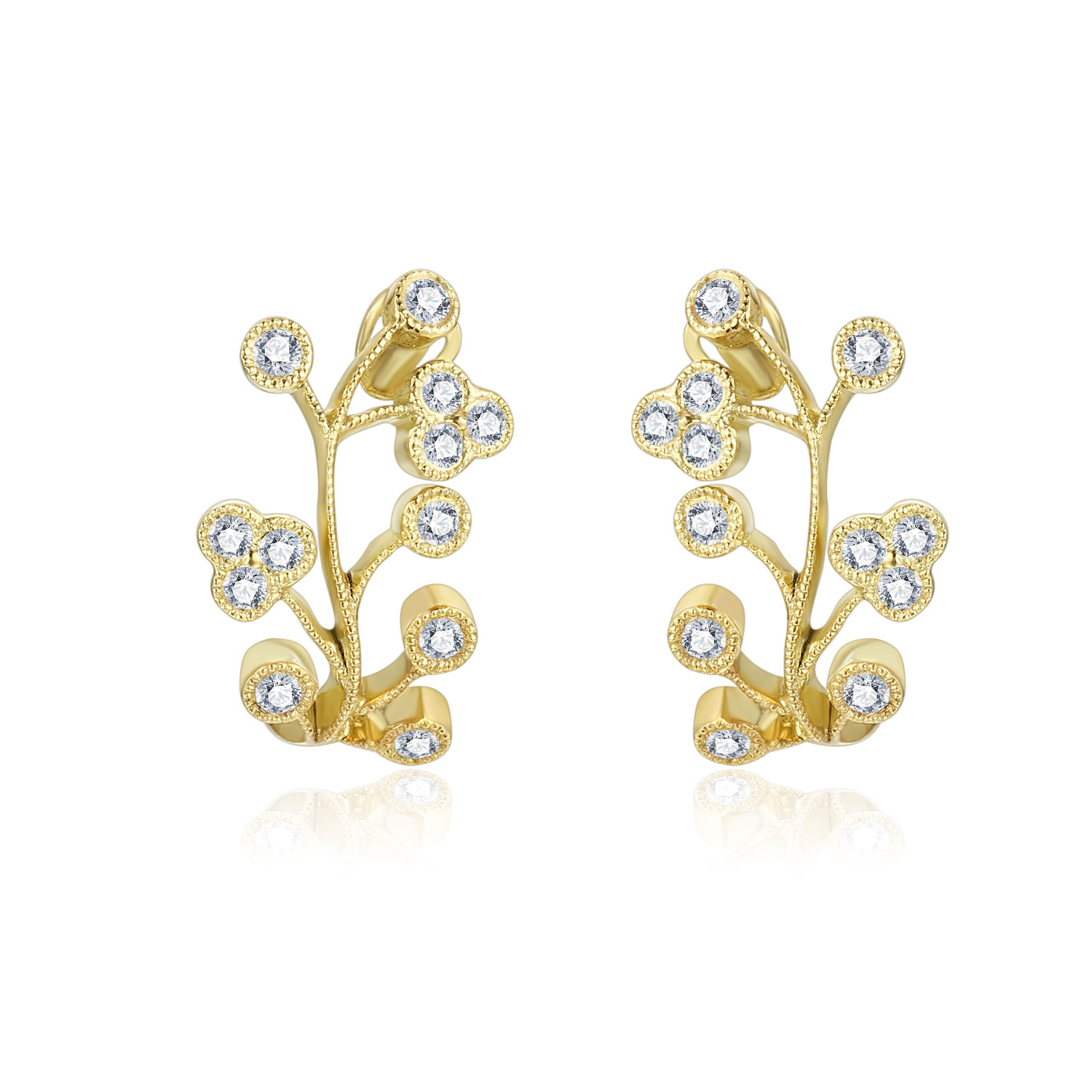 18K YELLOW GOLD NATURAL DIAMOND STUD EARRING