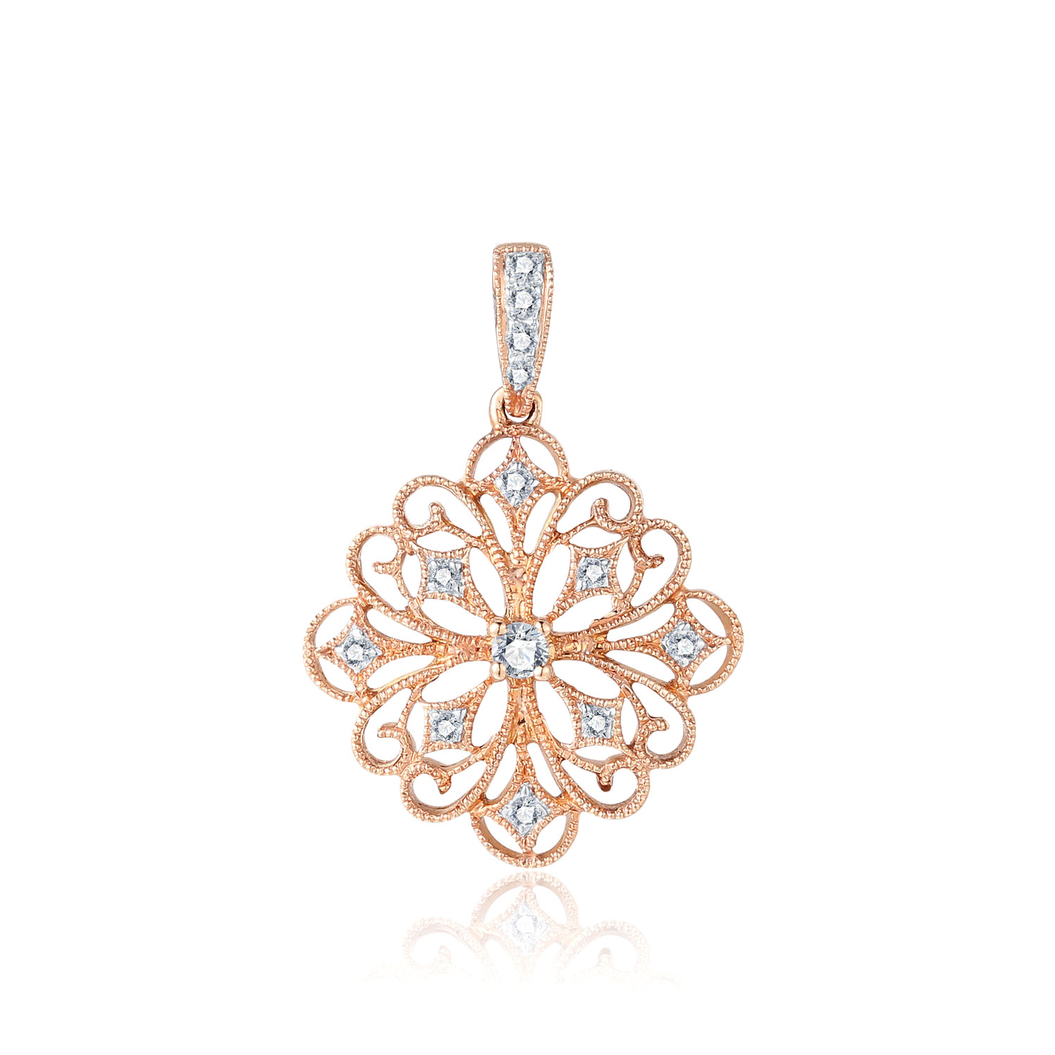 18K WHITE AND ROSE GOLD NATURAL DIAMOND PENDANT