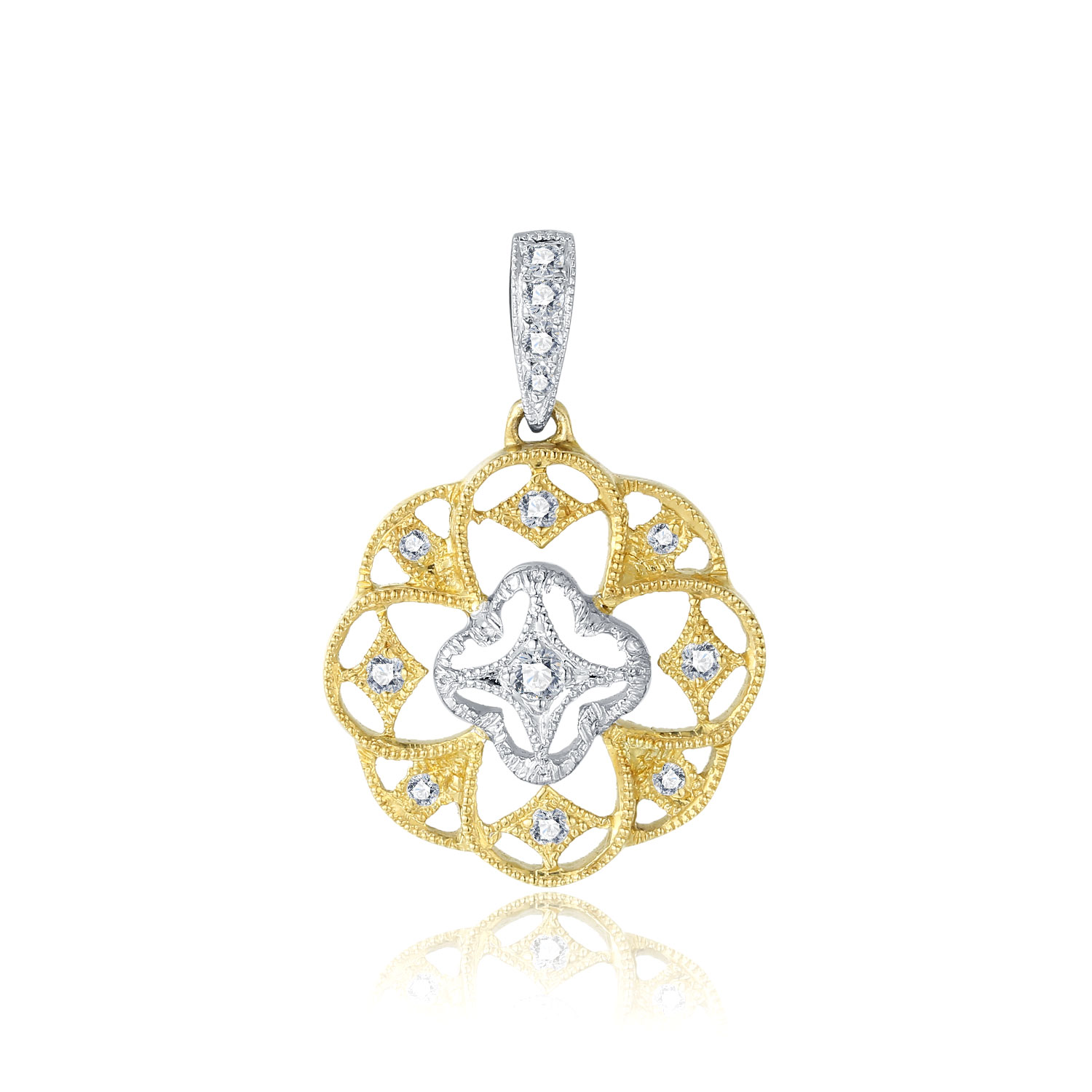 18K WHITE AND YELLOW GOLD NATURAL DIAMOND PENDANT