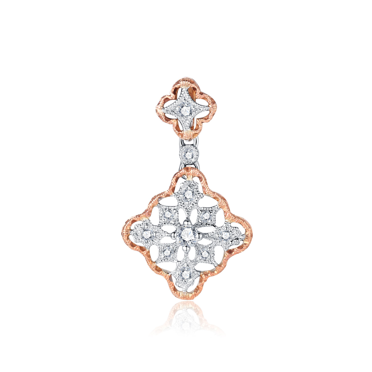 18K WHITE AND ROSE GOLD NATURAL DIAMOND PENDANT