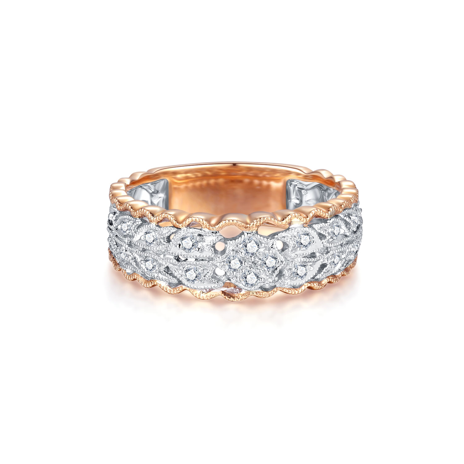 18K WHITE AND ROSE GOLD NATURAL DIAMOND RING