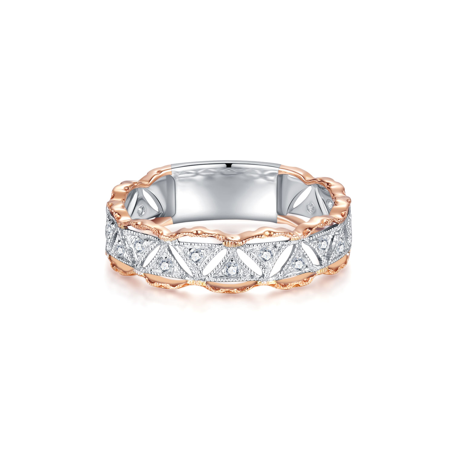 18K WHITE AND ROSE GOLD NATURAL DIAMOND RING