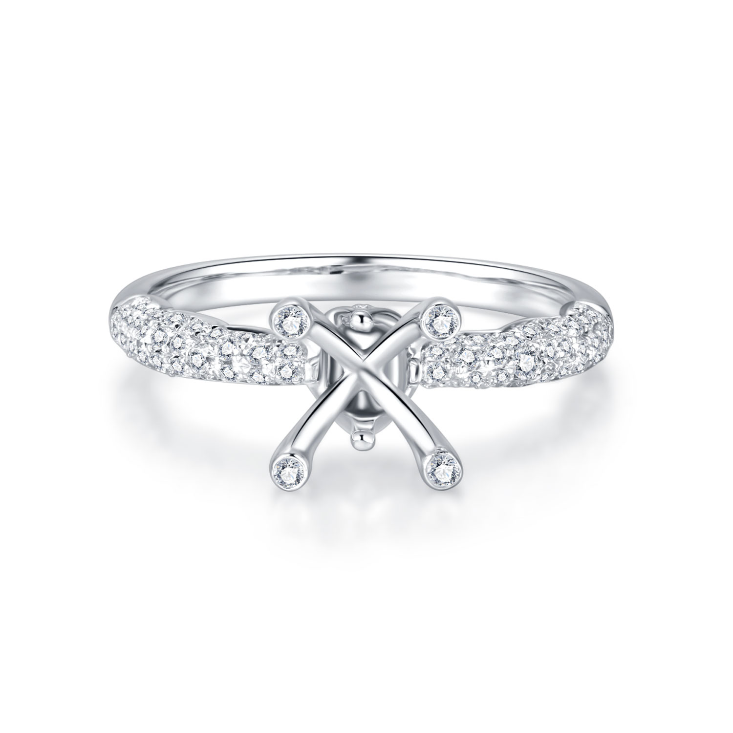 18K WHITE GOLD NATURAL DIAMOND SEMI MOUNTING RING