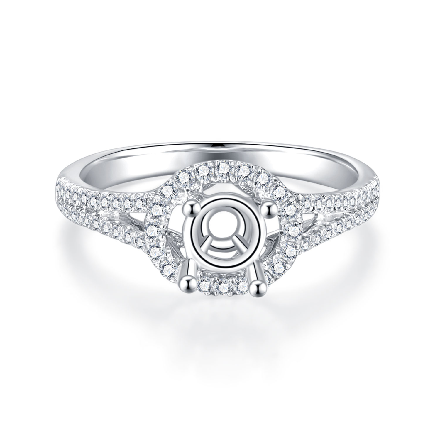 18K WHITE GOLD NATURAL DIAMOND SEMI MOUNTING RING