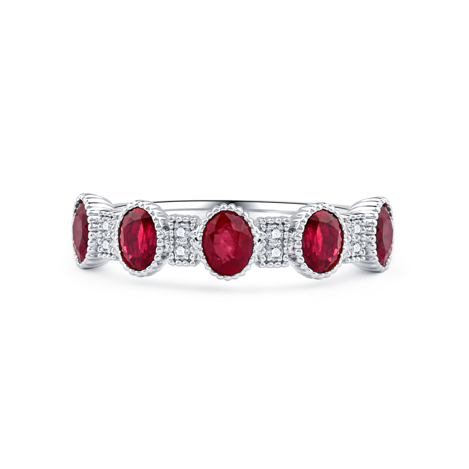 18K WHITE GOLD NATURAL DIAMOND RUBY RING