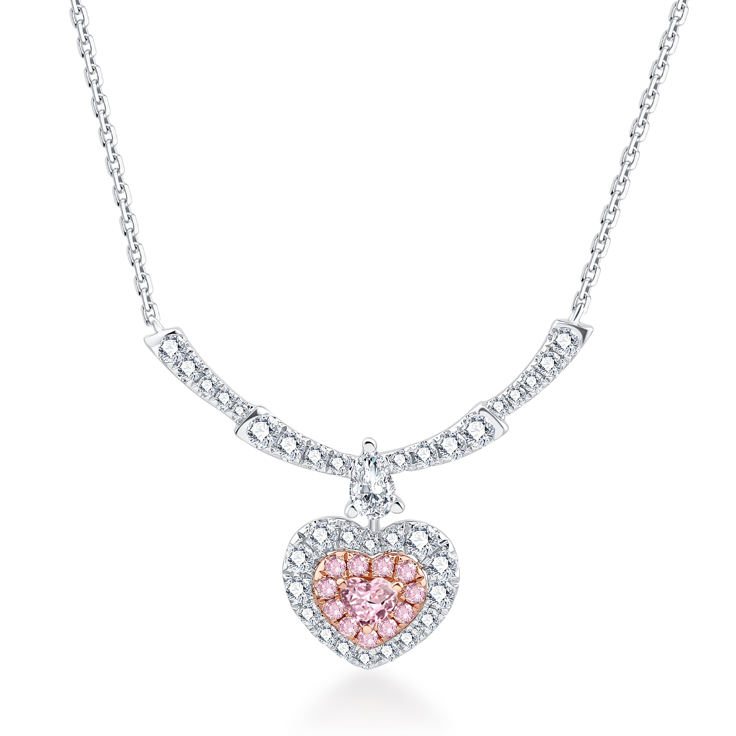 EXCLUSIVE 18K WHITE AND ROSE GOLD PINK DIAMOND NECKLACE