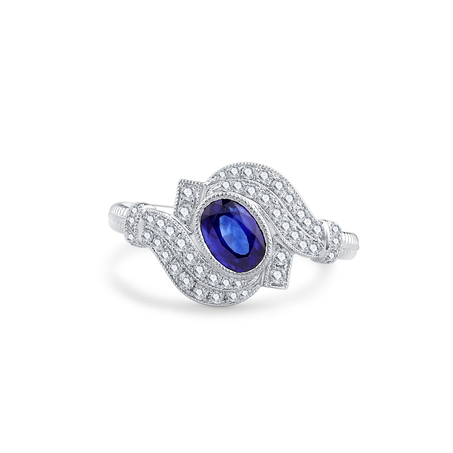 PT950 NATURAL DIAMOND SAPPHIRE RING