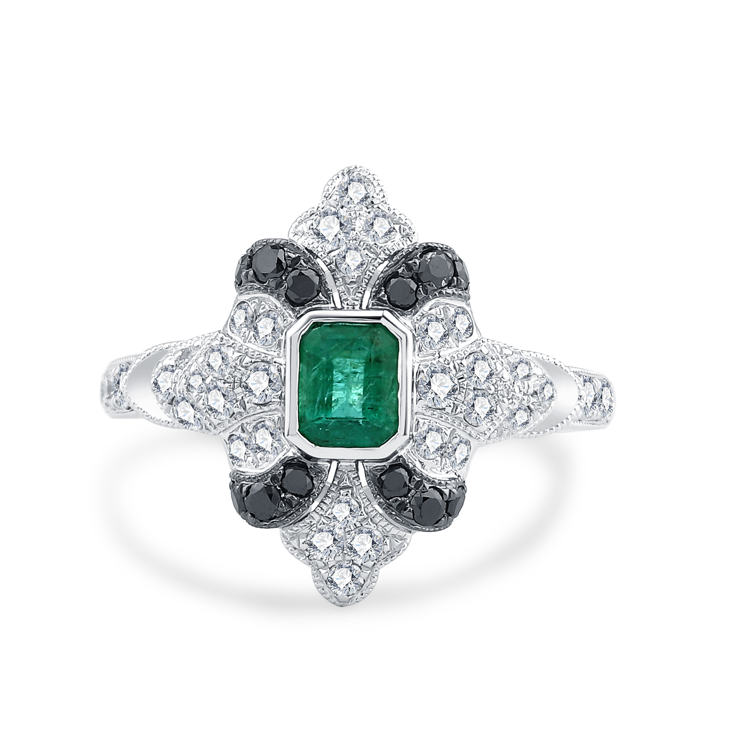 PT950 NATURAL DIAMOND EMERALD RING