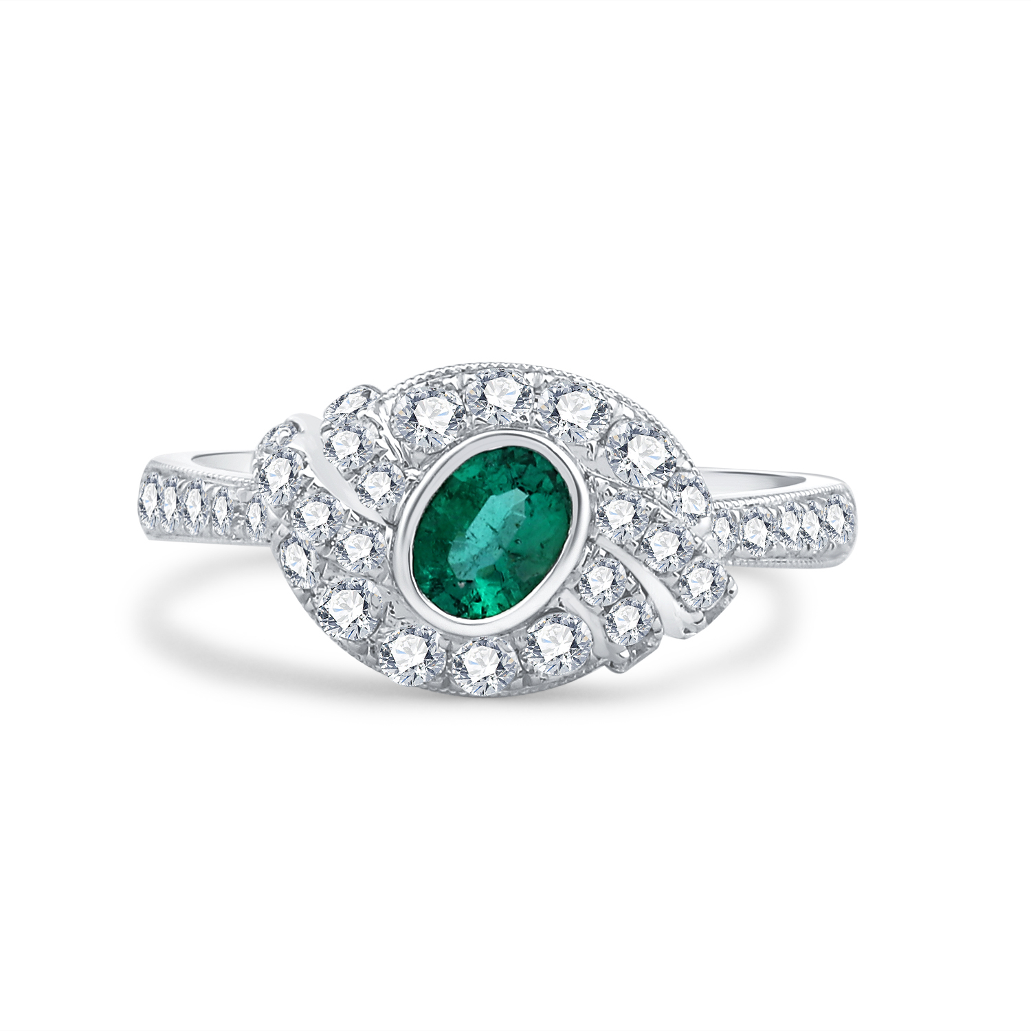 PT950 REAL NATURAL DIAMOND EMERALD RING