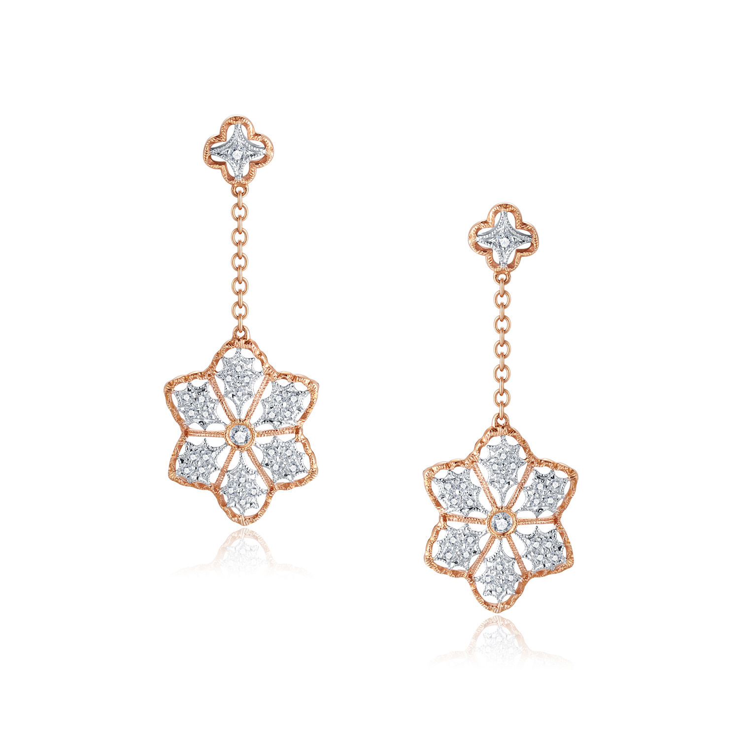 18K WHITE AND ROSE GOLD NATURAL DIAMOND STUD EARRING