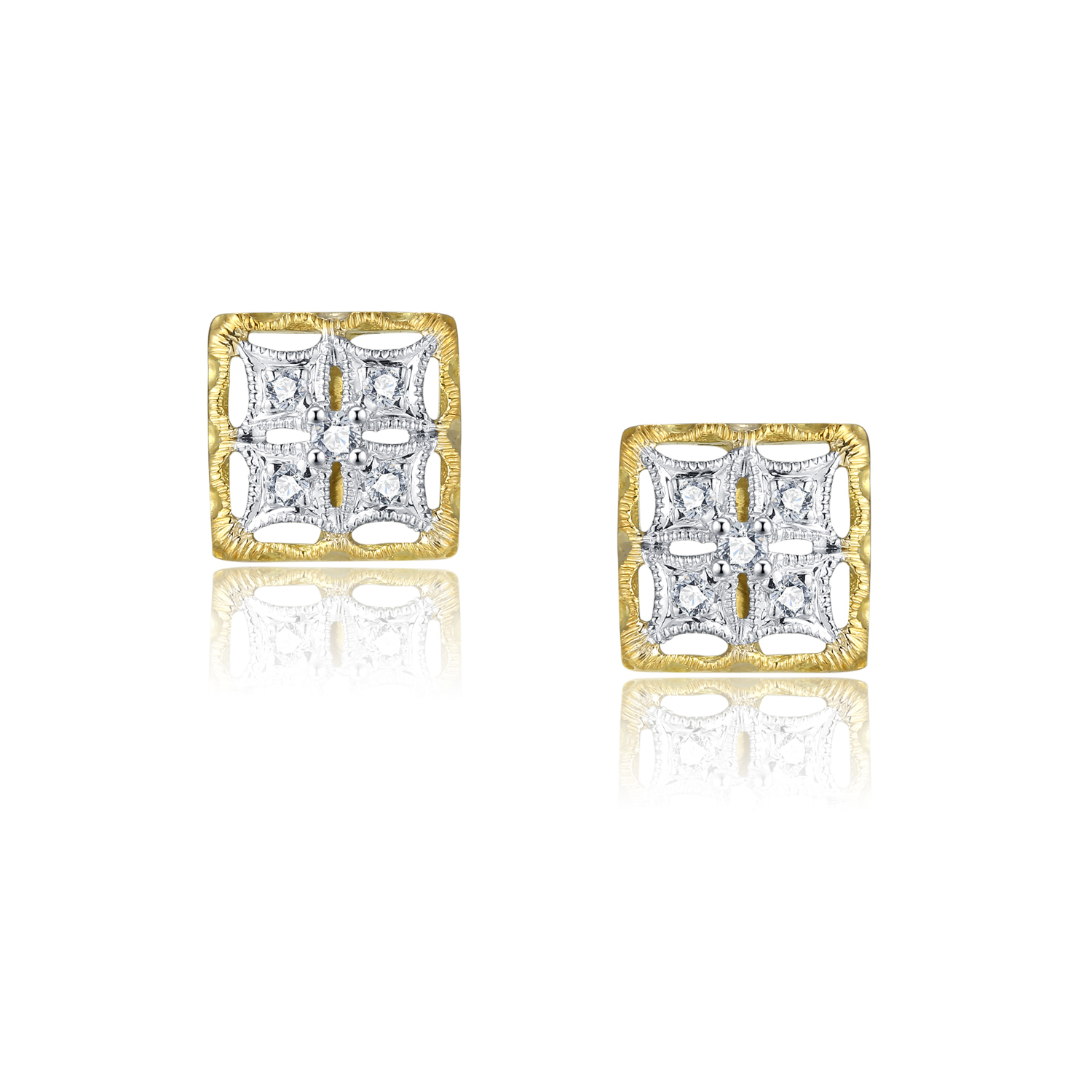18K YELLOW AND WHITE GOLD EARRING