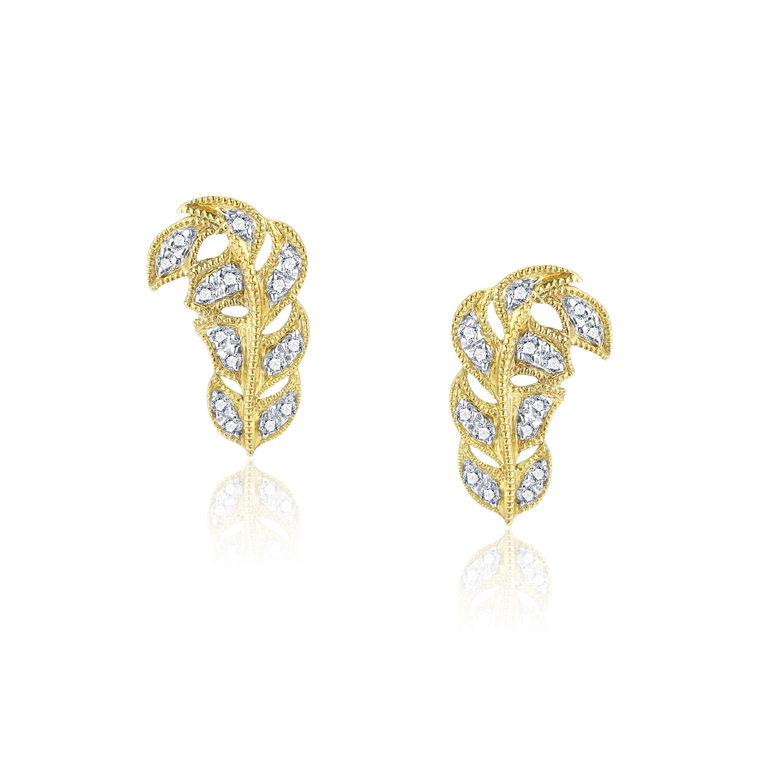 18K WHITE AND YELLOW GOLD DIAMOND EARRING