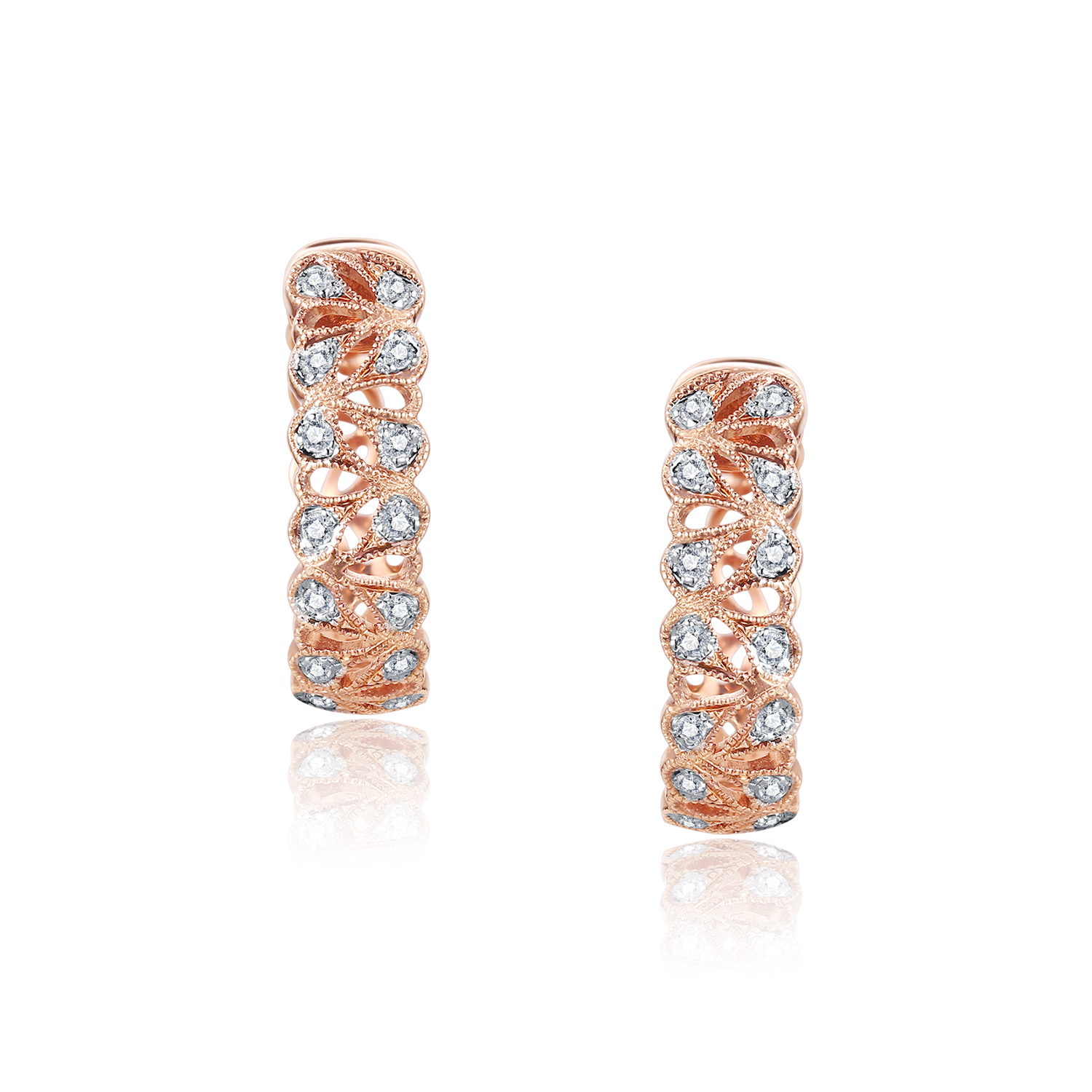 18K ROSE GOLD NATURAL DIAMOND HOOP EARRING
