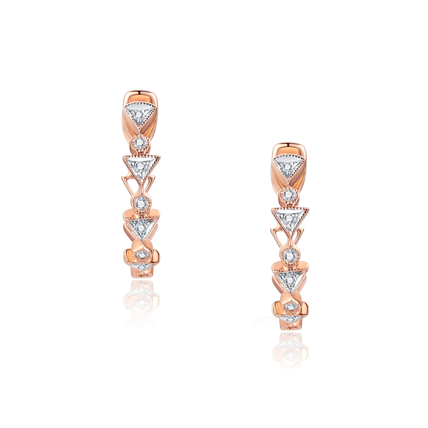 18K ROSE GOLD NATURAL DIAMOND HOOP EARRING
