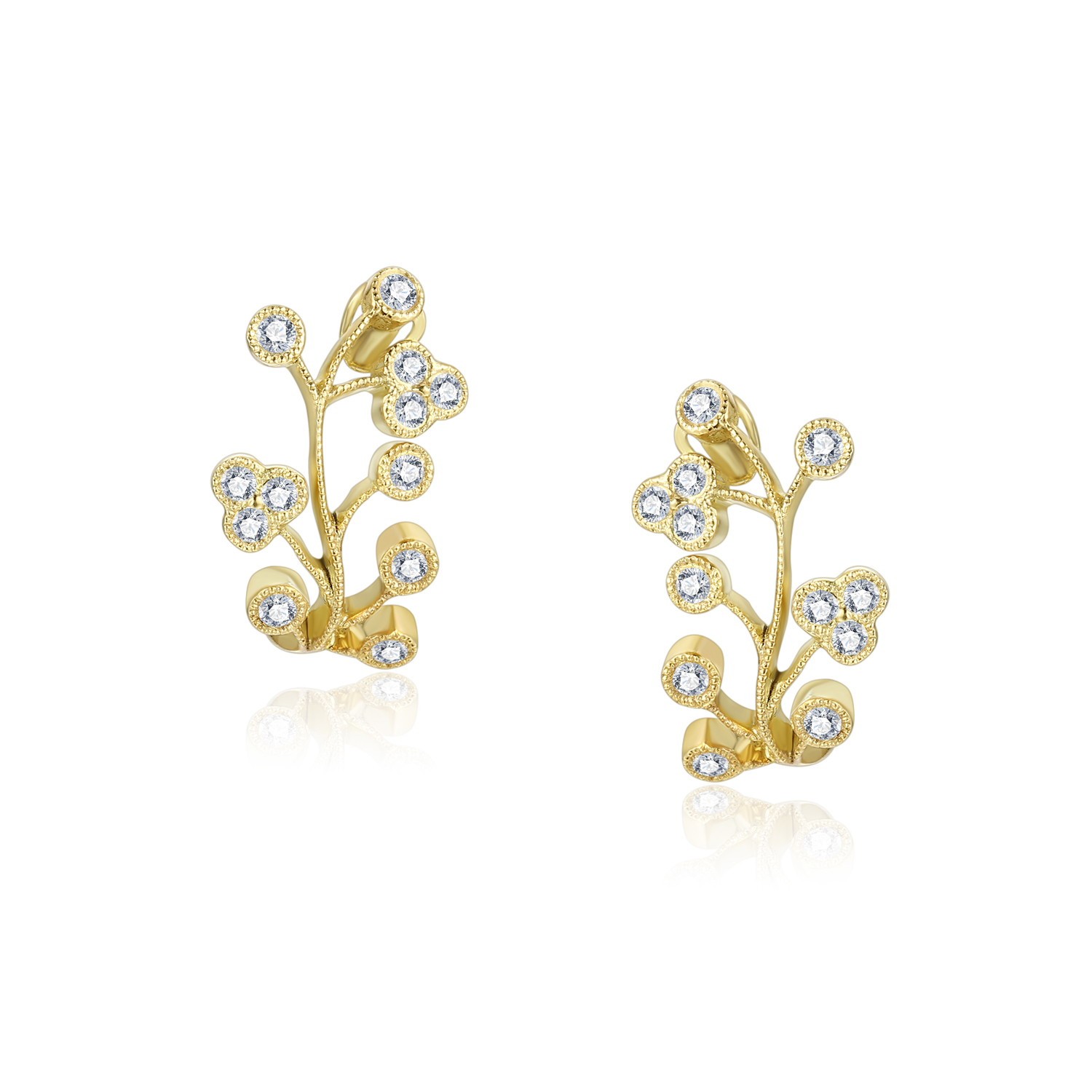 18K YELLOW GOLD NATURAL DIAMOND STUD EARRING