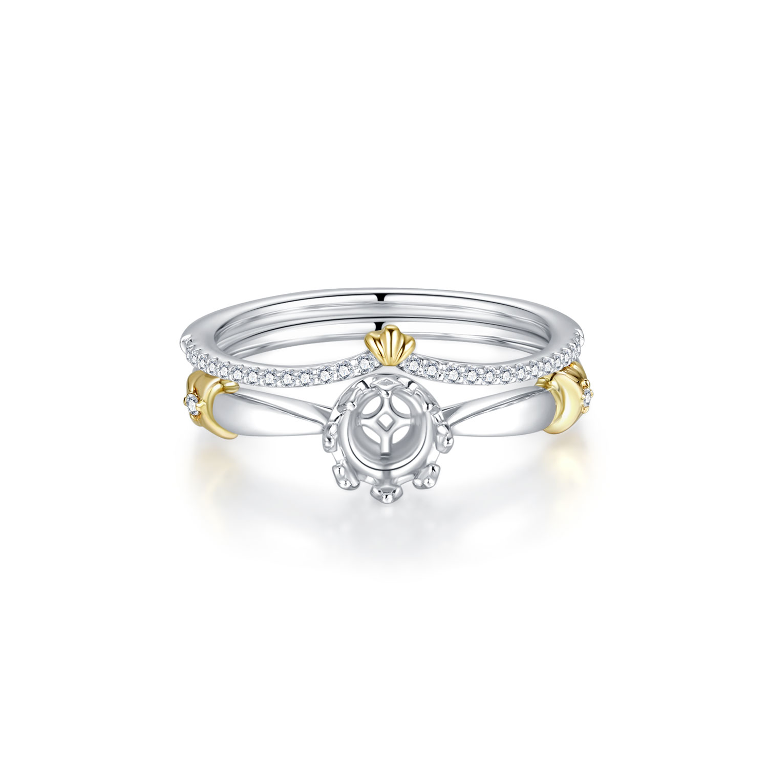 18K WHITE GOLD NATURAL DIAMOND SEMI MOUNTING RING SET