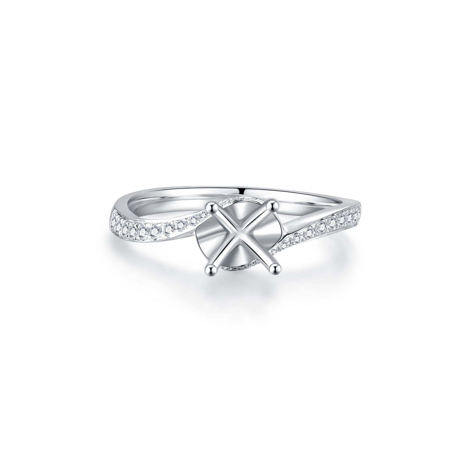 18K WHITE GOLD NATURAL DIAMOND SEMI MOUNTING RING