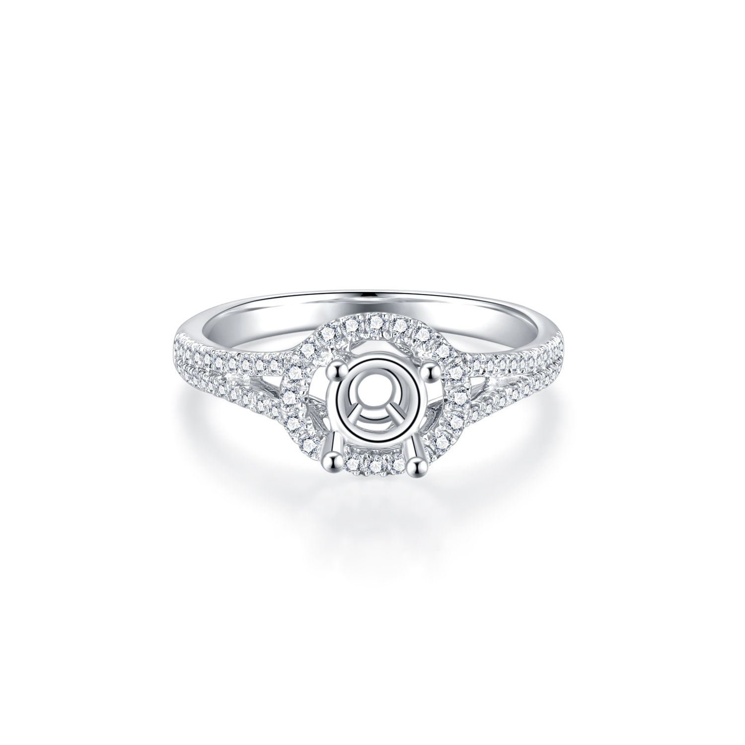 18K WHITE GOLD NATURAL DIAMOND SEMI MOUNTING RING