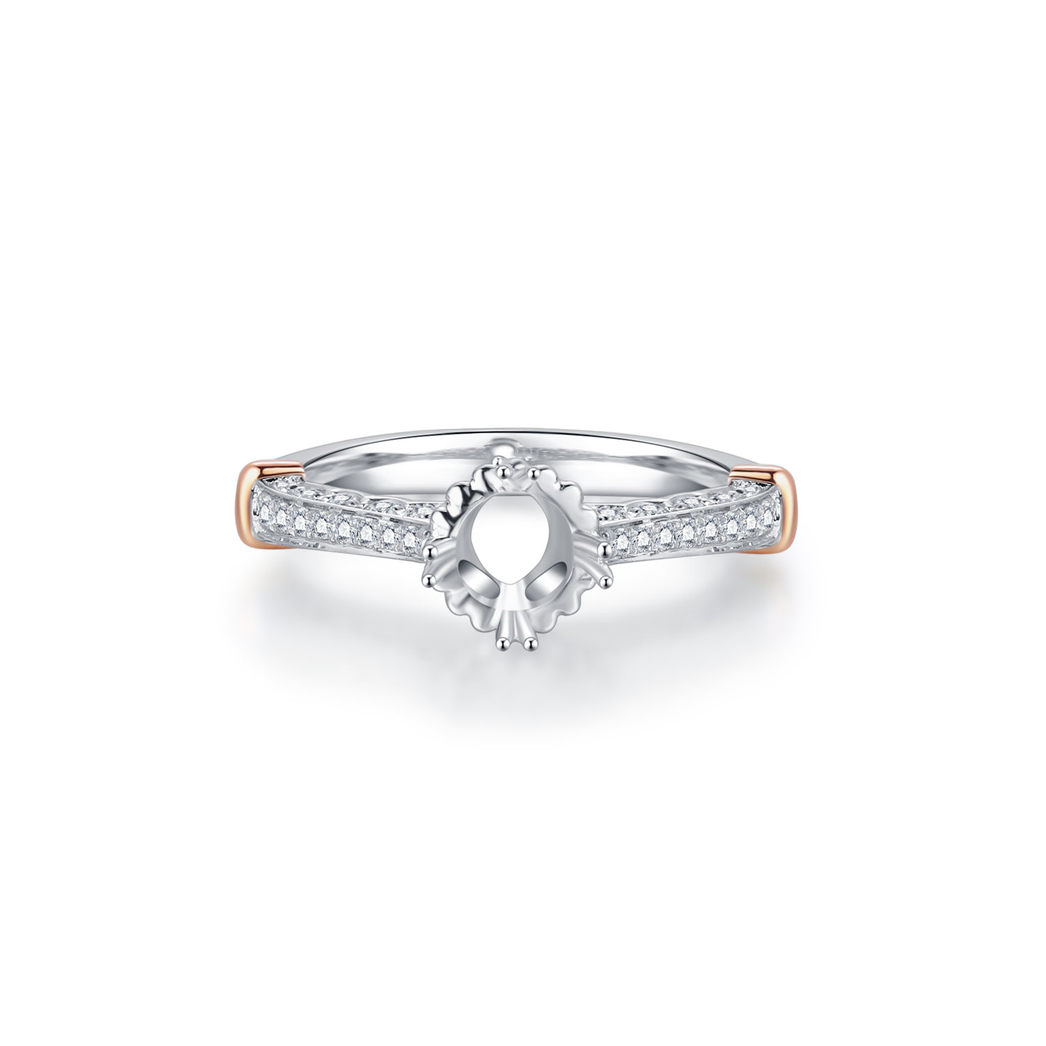 18K WHITE GOLD NATURAL DIAMOND SEMI MOUNTING RING