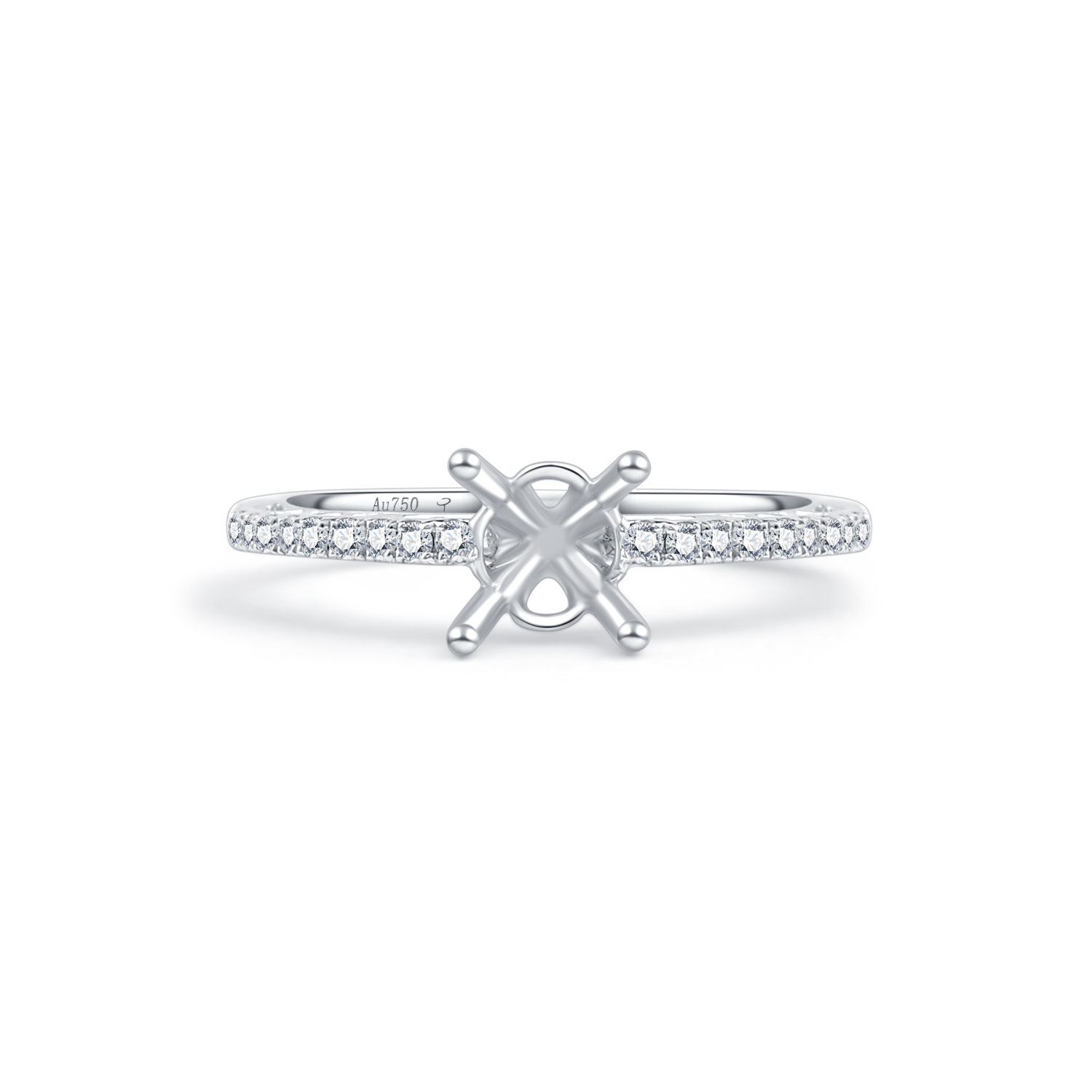 18K WHITE GOLD NATURAL DIAMOND SEMI MOUNTING RING