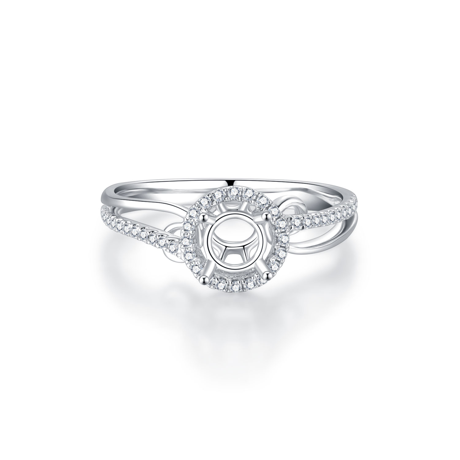 18K WHITE GOLD NATURAL DIAMOND SEMI MOUNTING RING