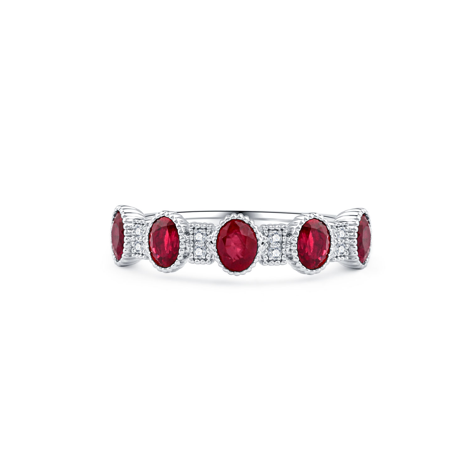 18K WHITE GOLD NATURAL DIAMOND RUBY RING
